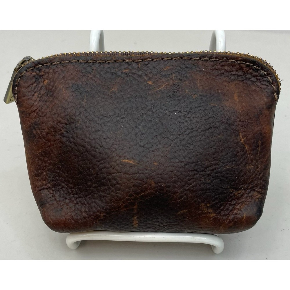 Chic Sparrow Simple Pouch Distressed Brown Leather Zipper Bag